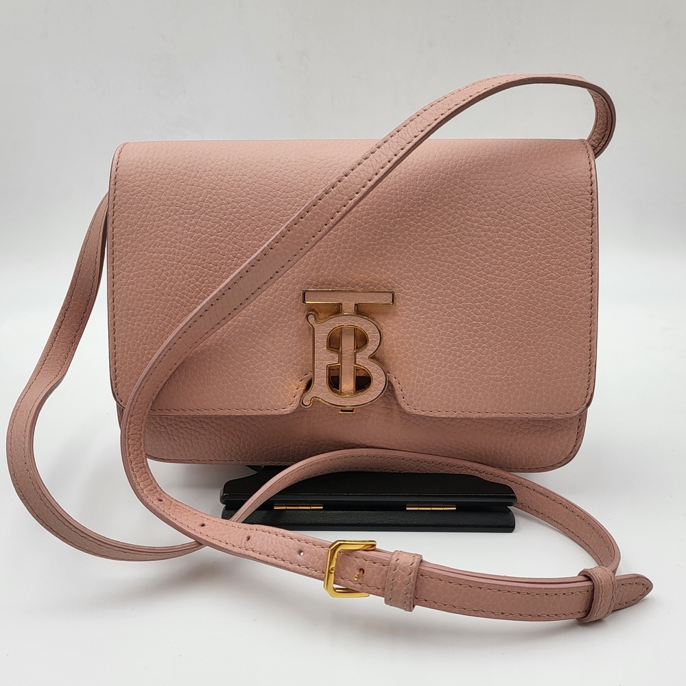 Burberry TB Logo-Plaque Calf Leather Shoulder Bag.. Authentic
